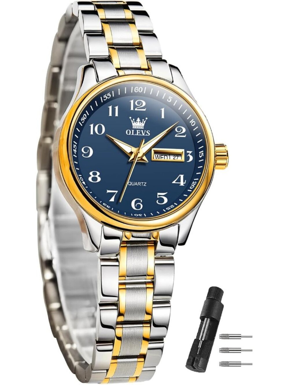 Women’s Blue Silver Stainless Steel Elegant 3ATM Waterproof Quartz Dress Watch